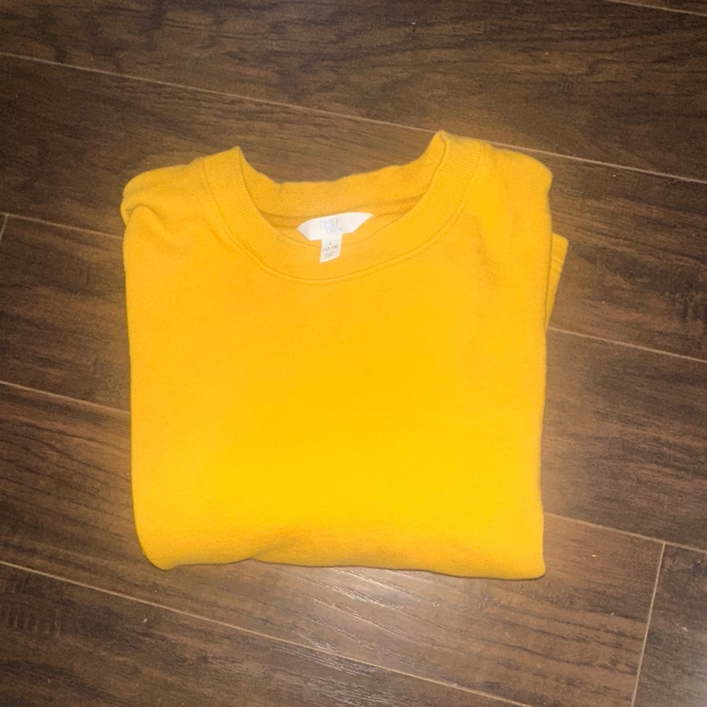 Time & Tru Yellow Oversized Sweatshirt With Balloon Sleeves Size Large - Picture 7 of 7